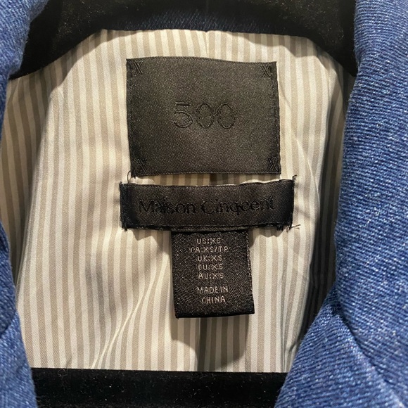 Cropped denim blazer with puff sleeves - Picture 7 of 10